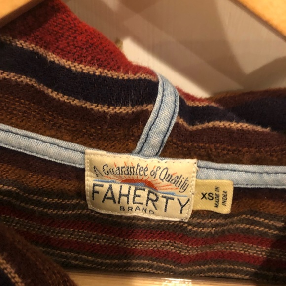 Faherty Brand Pacific Poncho Striped Hoodie Sweatshirt Woven Jacquard - Picture 2 of 7